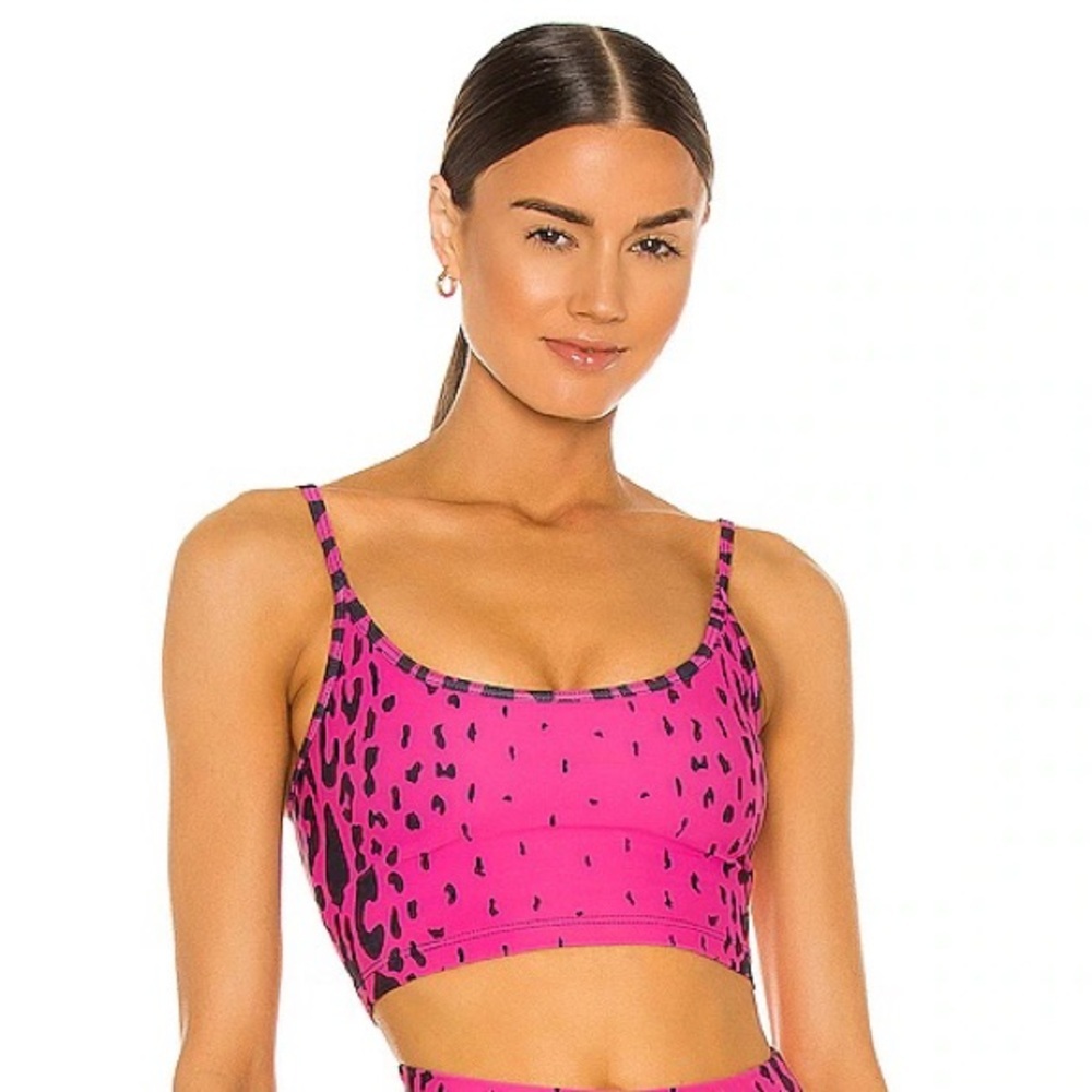 Beach Riot Libby Fuchsia Purple Cheetah Crop Tank / Longline Sports Bra Small